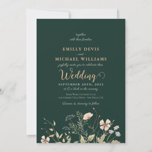 Emerald Greenery Signature Faire-part de mariage (Devant)