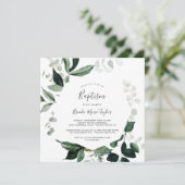 Emerald Greenery Square Baptisme Kaart (Staand voorkant)