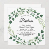 Emerald Greenery Square Doopuitnodiging Kaart (Voorkant / Achterkant)