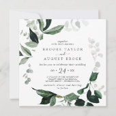 Emerald Greenery Square Wedding Kaart (Voorkant)