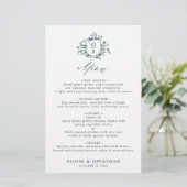 Emerald Greenery Vintage Botanical Mariage Menu (Debout devant)
