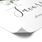 Emerald Greenery Wedding Favors Sign Poster (Hoek)