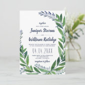 Emerald Greenery Wedding Kaart (Staand voorkant)