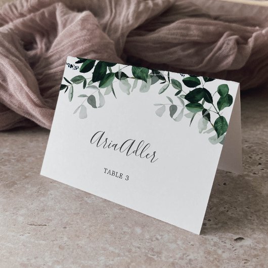 Emerald Greenery Wedding Place Card Kaart