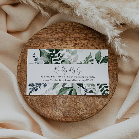 Emerald Greenery Wedding Website RSVP Informatiekaartje