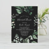 Emerald Greenery | Zwart repetitief diner Kaart (Staand voorkant)