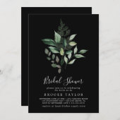 Emerald Greenery | Zwart Vrijgezellenfeest Kaart (Voorkant / Achterkant)