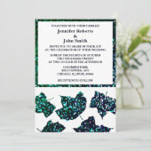 Emerald Groen Blauw Ombre Glitter Herfst Leaf Brui Kaart (Staand voorkant)