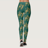 Emerald Groen en Goud Vreugdescript Kerstmis Leggings (Achterkant)