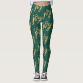 Emerald Groen en Goud Vreugdescript Kerstmis Leggings (Voorkant)