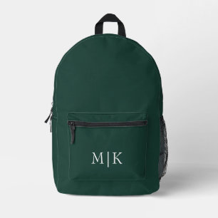 Emerald groen en wit Modern monogram Bedrukte Rugzak