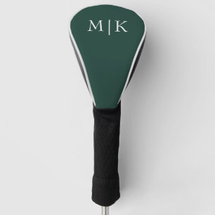 Emerald groen en wit   Modern monogram Golfheadcover