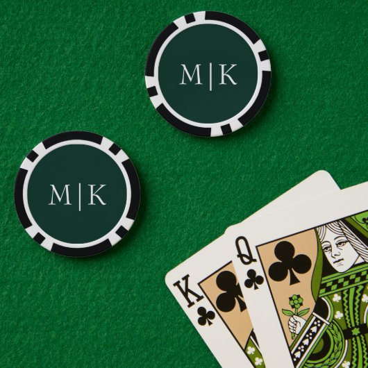 Emerald groen en wit | Modern monogram Poker Chips (Pokertafel (Dubbel))