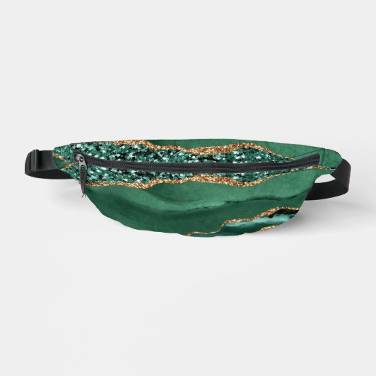 Emerald Groen Goud Glitter Sparkly Fanny Pack Heuptasje (Voorkant)