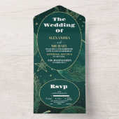 Emerald Groen Goud Hemelse Bruiloft All In One Uitnodiging (Binnen)