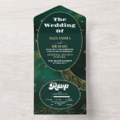 Emerald Groen Goud Hemelse Bruiloft All In One Uitnodiging (Binnen)