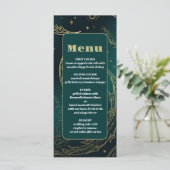 Emerald Groen Goud Hemelse Bruiloft Menu (Staand voorkant)