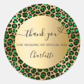 Emerald groen goud luipaard dank u ronde sticker (Voorkant)