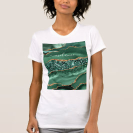 Emerald Groen Goud Marmer Custom Naam T-shirt