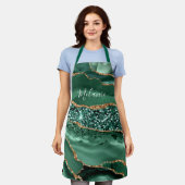 Emerald Groen Goud Marmer Custom Name Schort Gift (Gedragen)