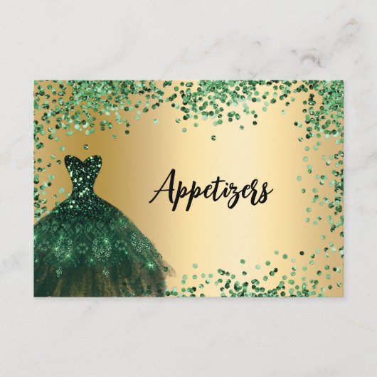 Emerald groen goud partij voedsel tafel kaart (Voorkant)