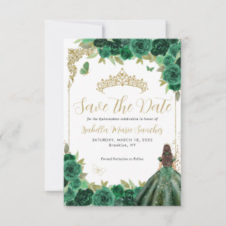 Emerald Groen Goud Prinses Quinceañera Verjaardag Save The Date