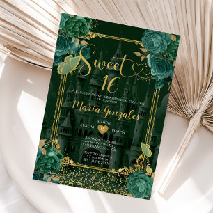 Emerald Groen & Goud Sweet 16 Meisje Verjaardag Kaart