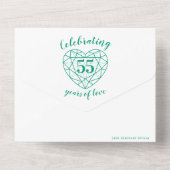 Emerald groen hart 55e trouwdag RSVP All In One Uitnodiging (Achterkant)