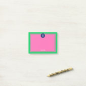 Emerald Groen Navy Hot Roze Ingelijste 1I Monogram Post-it® Notes (Op bureau)