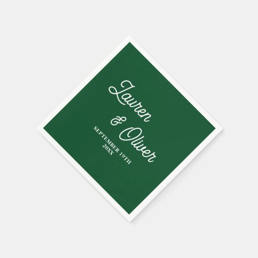 Emerald Groen Script Minimalistische bruiloft Servet (Hoek)