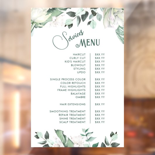 Emerald Groene Dienstmenu Raamsticker (Vel 2)