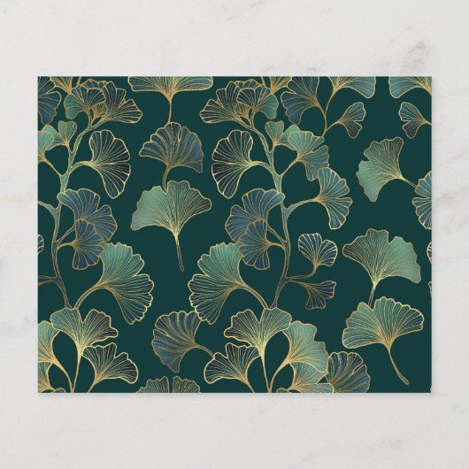 Emerald groene ginkgo budget bruiloft reactie RSVP Flyer (Achterkant)