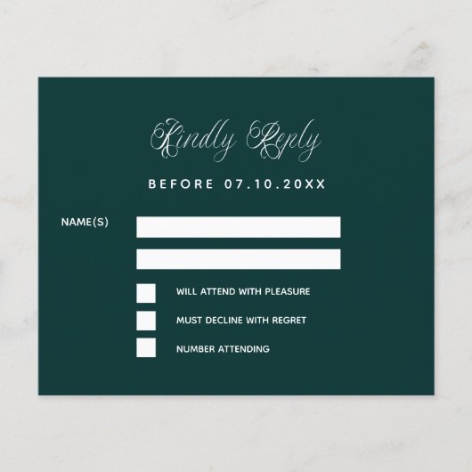 Emerald groene ginkgo budget bruiloft reactie RSVP Flyer (Voorkant)