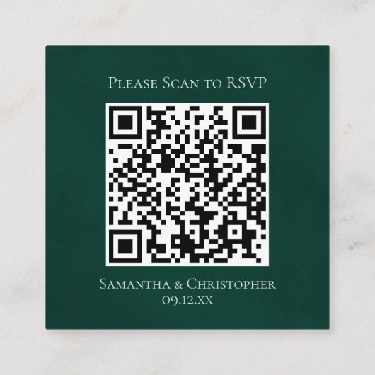 Emerald Groene Rozen Bruiloft RSVP QR Code Informatiekaartje (Achterkant)
