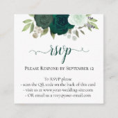 Emerald Groene Rozen Bruiloft RSVP QR Code Informatiekaartje (Voorkant)