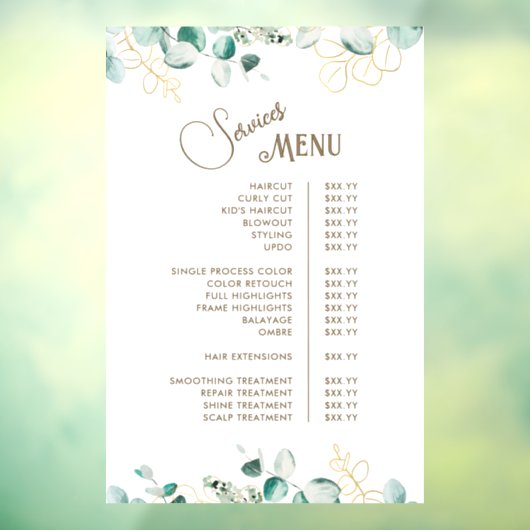 Emerald Groenhout Services Menu Ruitstickers Raamsticker (Vel 3)