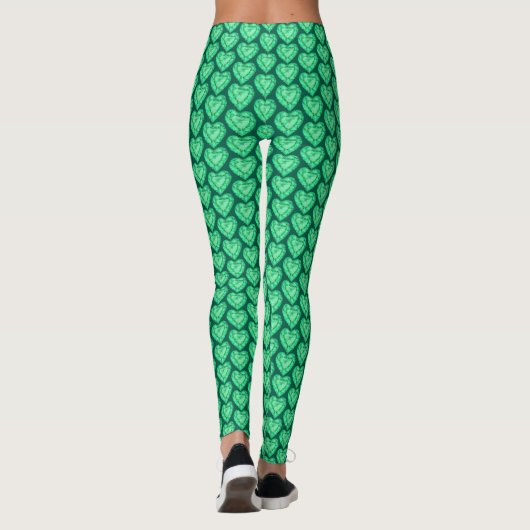 Emerald hart waterverf groene kunst leggings (Achterkant)