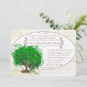 Emerald Heart Leaf Tree Barn Wood Weddenschap Kaart (Staand voorkant)