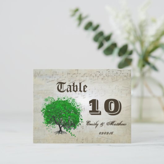 Emerald Heart Leaf Tree-nummer Briefkaart (Staand voorkant)