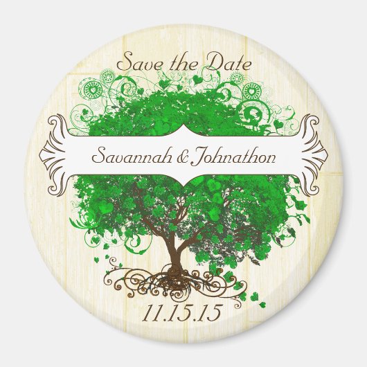 Emerald Heart Leaf Tree Save the Date Magnets Magneet (Voorkant)