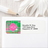 Emerald Hot Pink Preppy Patchwork Madras Monogram Etiket (Insitu)