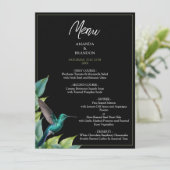 Emerald Hummingbird Tropische bladeren bruiloft Menu (Staand voorkant)