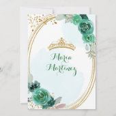 Emerald & Hunter Green Rozen 1 Mis Quince Kaart (Achterkant)