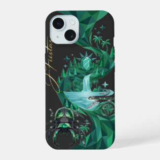 “Emerald Island Beetle – Nature Art iPhone 15 Hoesje