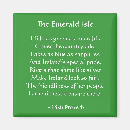 Emerald Isle Irish Proverbe Magnet (Devant)