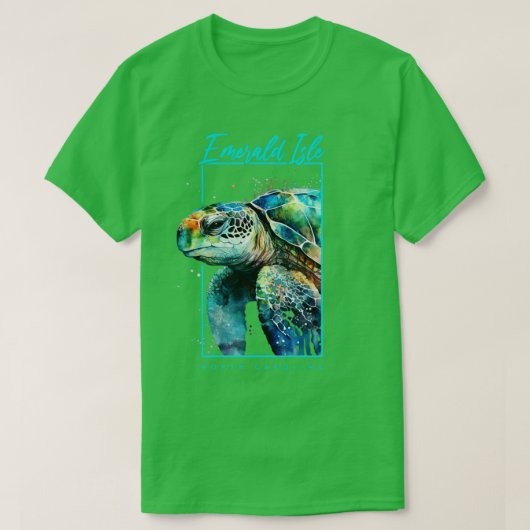 Emerald Isle North Carolina Waterverf Zee Turtle T-shirt (Design voorkant)