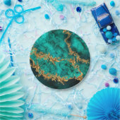 Emerald Jade Gold Splatter Abstract Papieren Bordje (Feest)