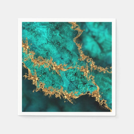Emerald Jade Gold Splatter Abstract Servet (Voorkant)