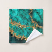 Emerald Jade Gold Splatter Abstrait (Gant de toilette)