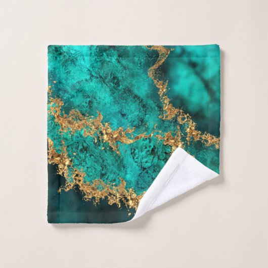 Emerald Jade Gold Splatter Abstrait (Gant de toilette)